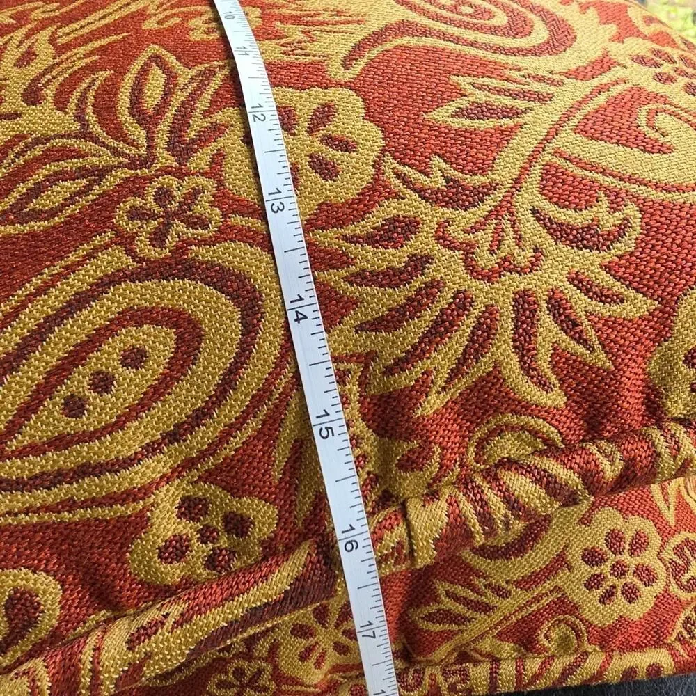 Burnt Orange Rust Gold Pillow Set 2pk Jacquard Paisley 16